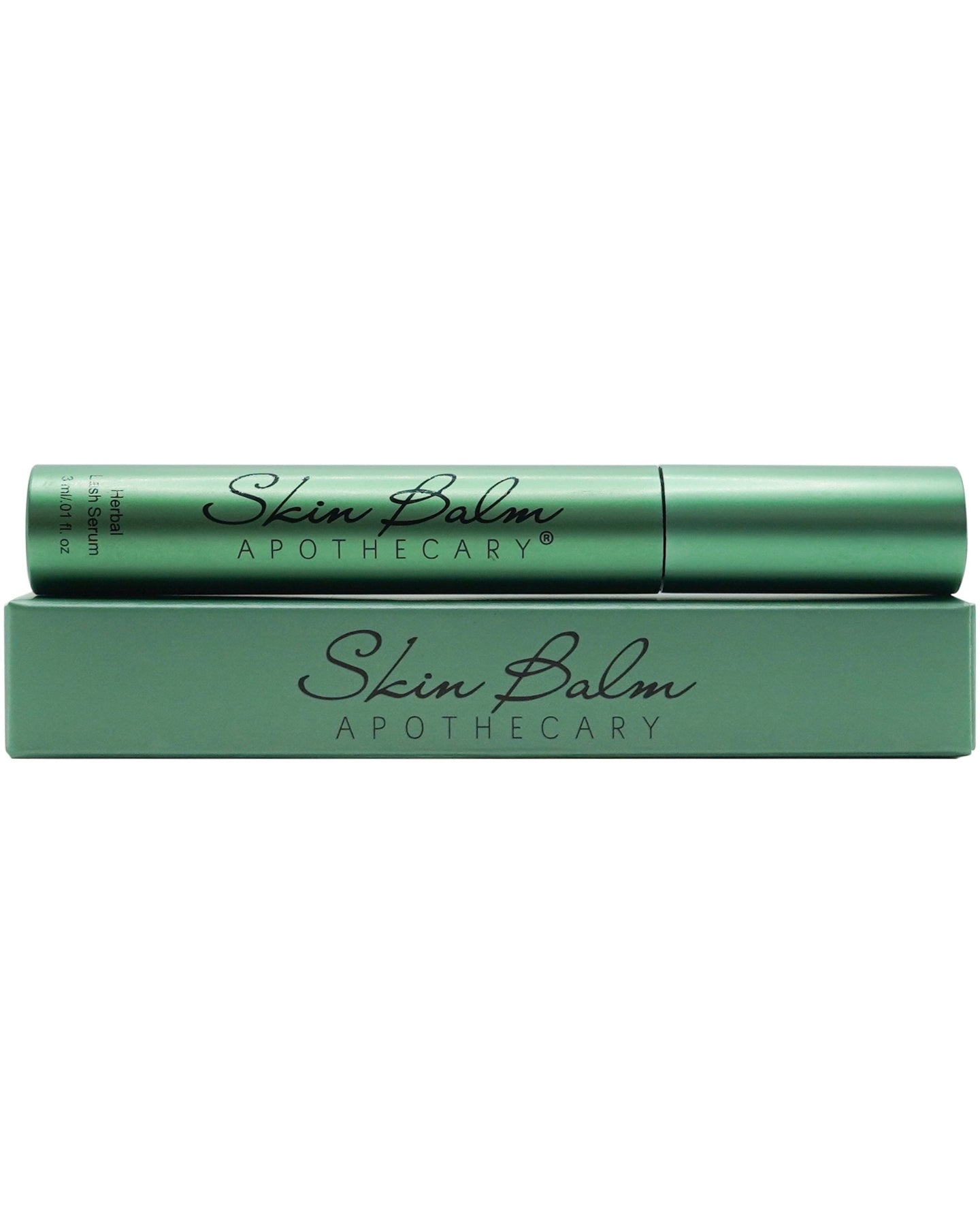 Herbal Lash Serum with packaging against a white background.